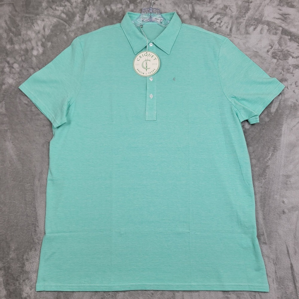 Criquet Men's Players Golf Polo Shirt Green Heather 2XL Organic Cotton Casual